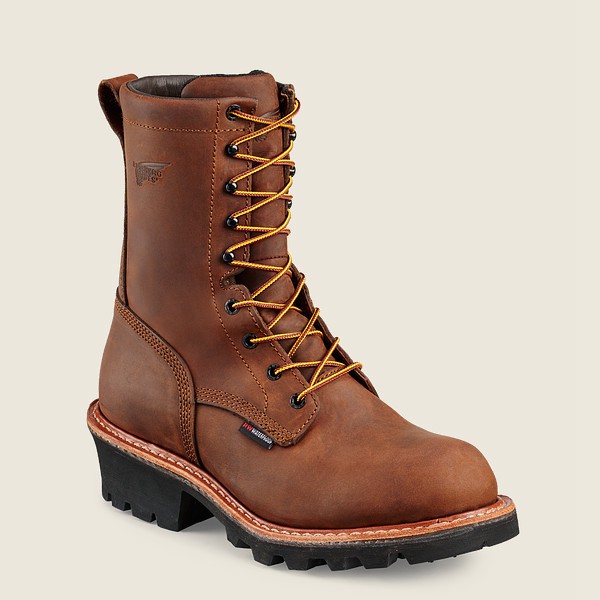 Red Wing Iş Botu Erkek - Loggermax - 9-Inch Waterproof Soft Toe - Kahverengi - 91TQHYWMG